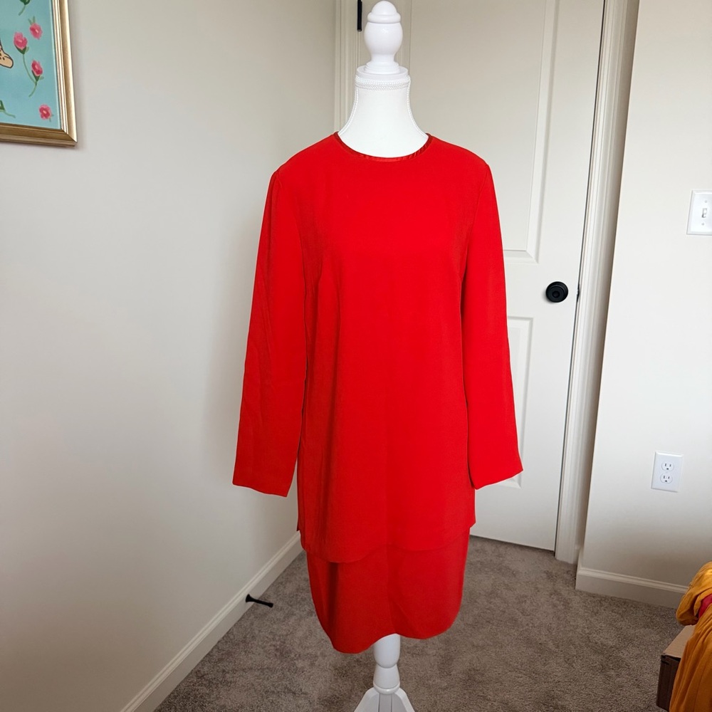Talbots Vibrant Red Long Sleeve Dress